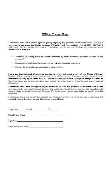 dental center hipaa consent form