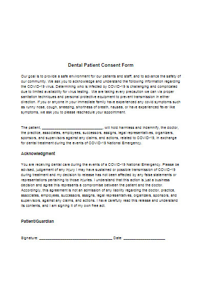 dental patient consent form