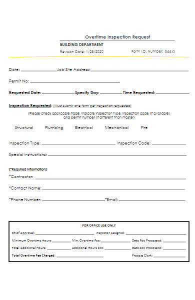 department overtime inspection request form