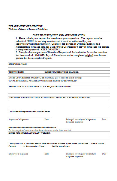 department overtime request form