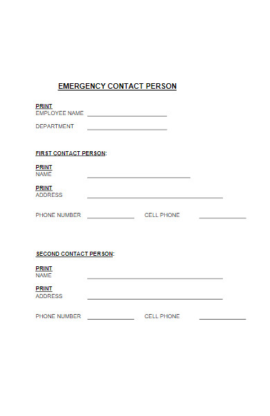 emergency contact person form