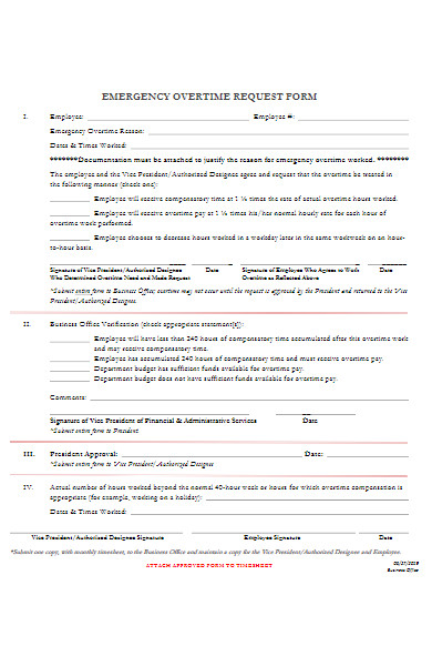 emergency overtime request form