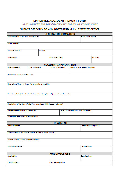 FREE 35+ Employee Accident Report Forms in PDF