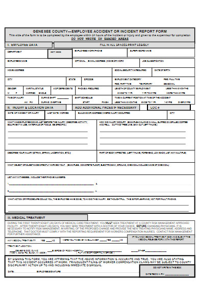 employee accident or incident report form
