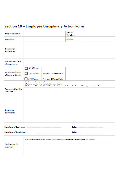 employee disciplinary action form in pdf
