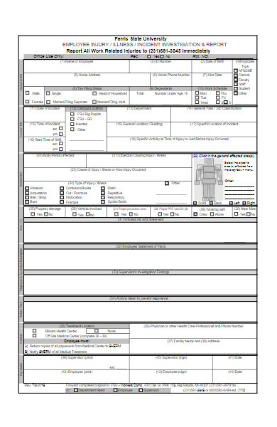 employee incident investgation report form