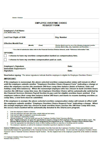 employee overtime choice request form