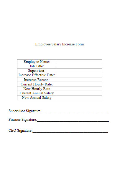 employee pay inrease form