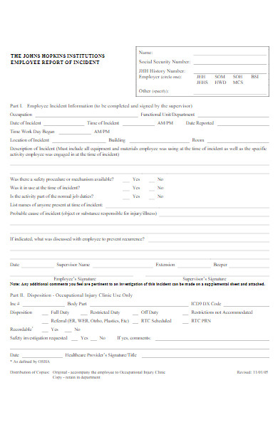 employee report of incident form