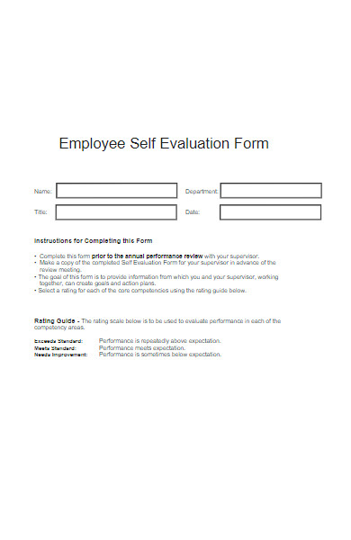 employee self evaluation form