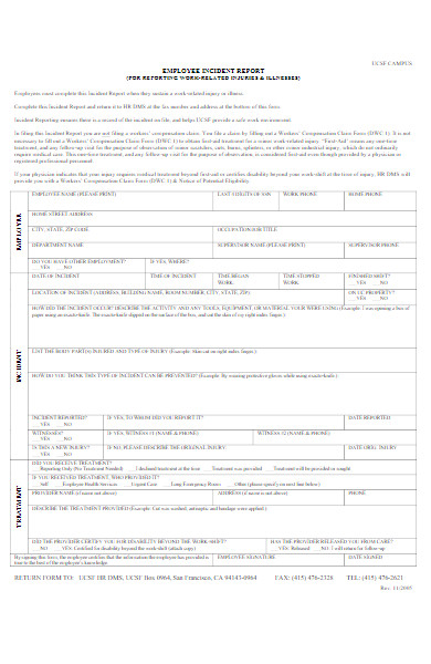 employee work incident report form