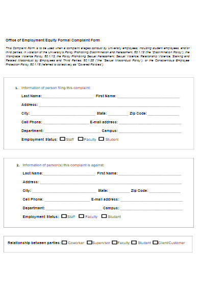 employment equity formal complaint form