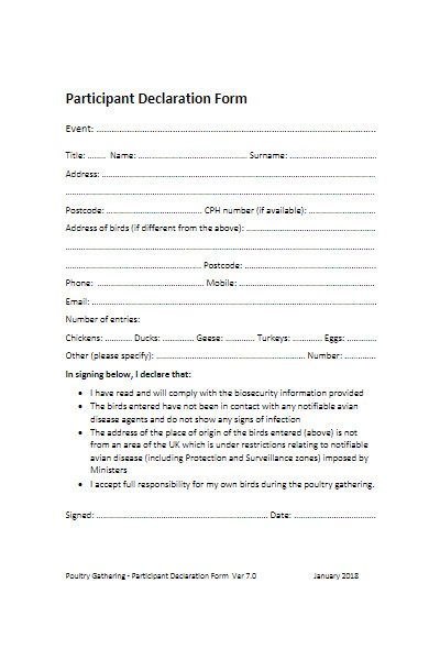 event participant declaration form