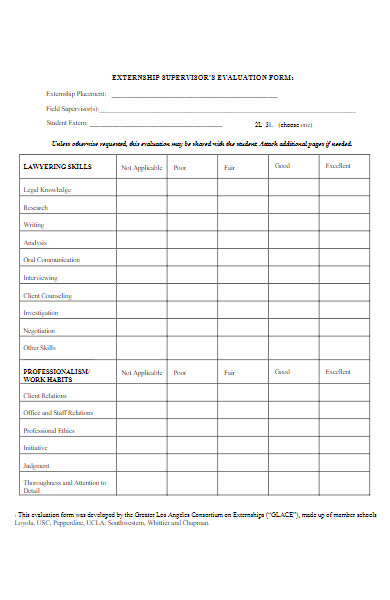 externship supervisor’s evaluation form