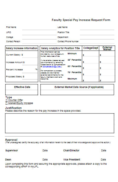 faculty special pay increase request form