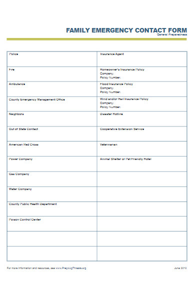 family emergency contact form example