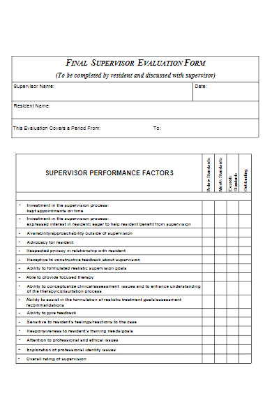 final supervisor evaluation form