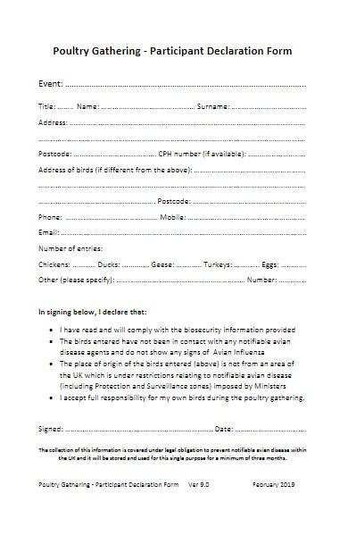 gathering participant declaration form