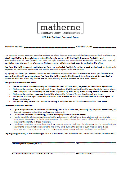 general hipaa patient consent form