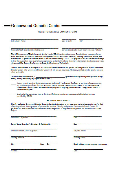 genetic services consent form