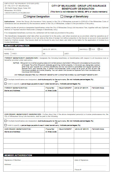 group life insurance beneficiary request form