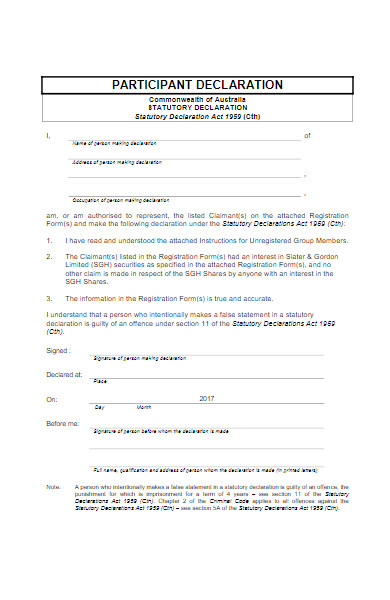 group member participant declaration form