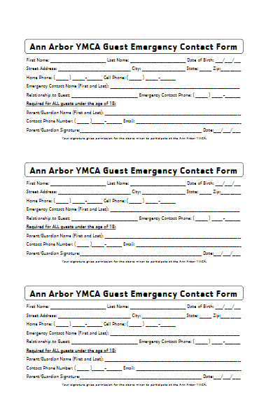 guest emergency contact form