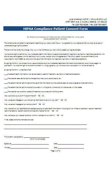 hipaa compliance patient consent form in pdf