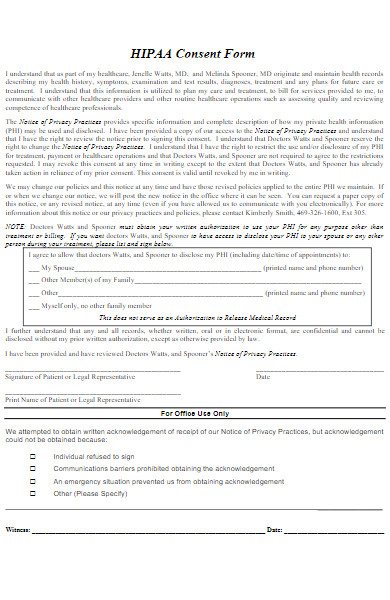 hipaa consent form example