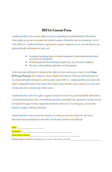 Free 50 Hipaa Consent Forms Download How To Create Guide Tips 2576