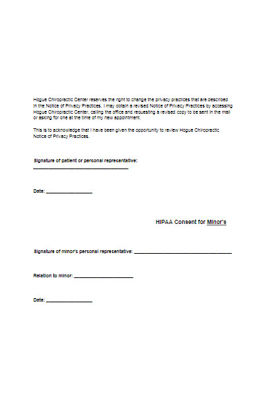 hipaa minors consent form