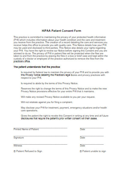 hipaa patient consent form