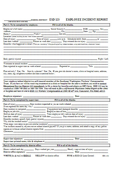 hr employee incident report request form