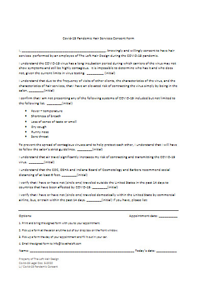 hair services consent form