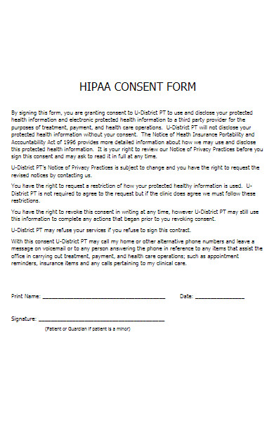 health hipaa consent form