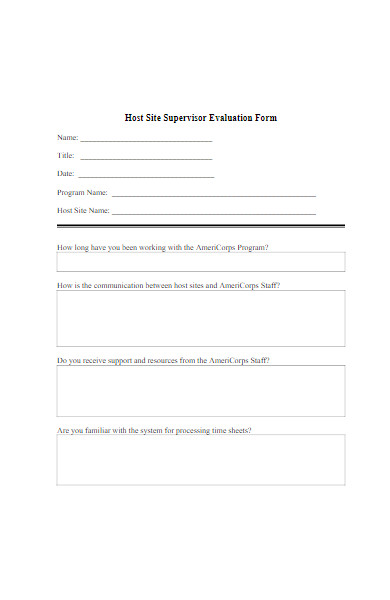 host site supervisor evaluation form