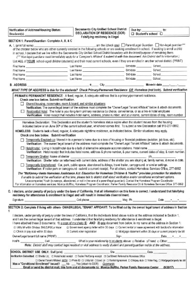 illegal residency declaration form