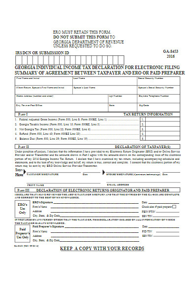 income tax declaration form