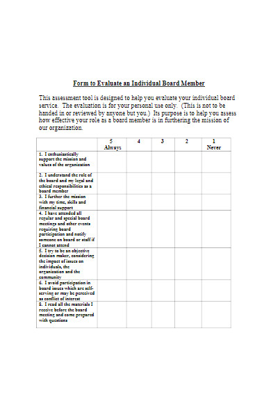 individual board member evaluation form