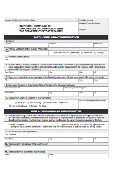 individual complaint of employment discrimination form