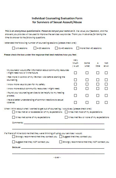 individual counseling evaluation form