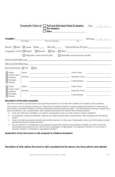 individual initial evaluation form