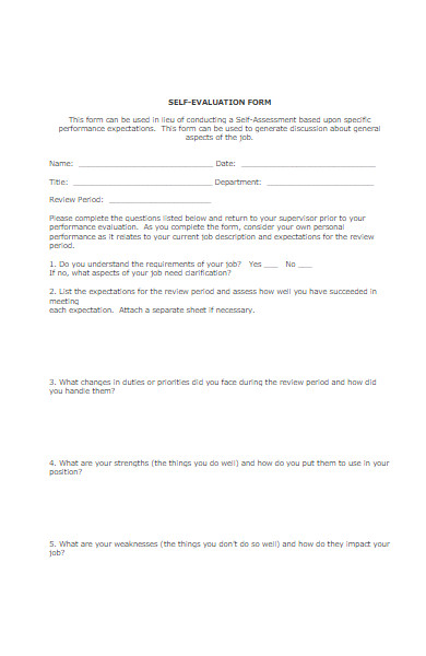 individual self evaluation form