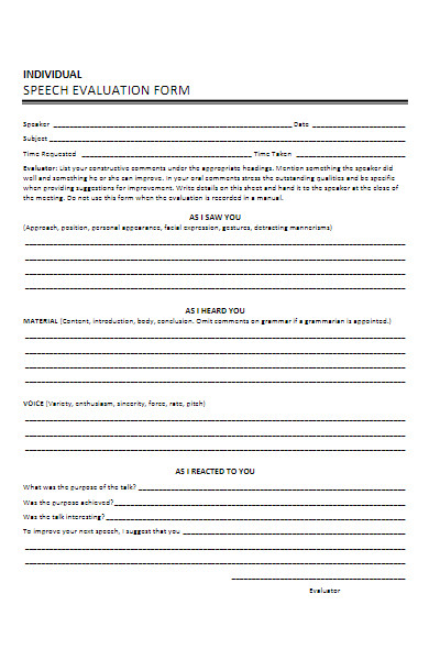 individual speech evaluation form