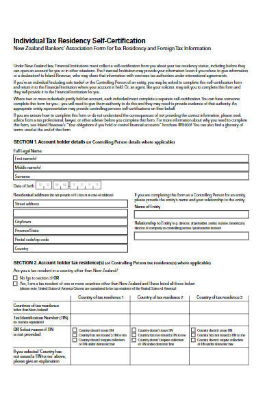 individual tax residency self certification form