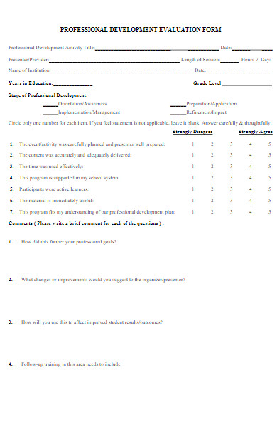 individual workshop evaluation form