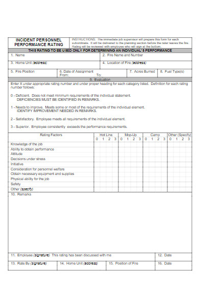 individuals performance evaluation form