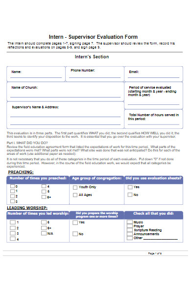 intern supervisor evaluation form