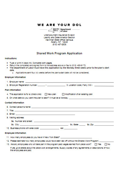 labor shared work program application form