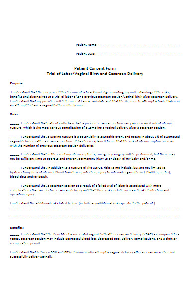 labour patient consent form